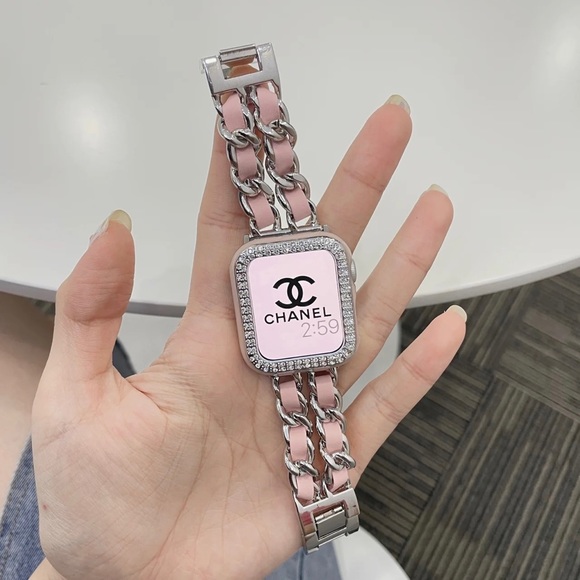 NEW Strap Chain Leather Stainless Band For Apple Watch - SP - Picture 5 of 7